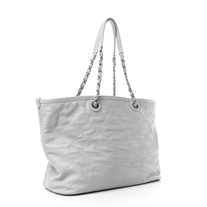 Chanel Grained Calfskin Quilted Large Daily Shopping Tote Light Grey 2 of 4