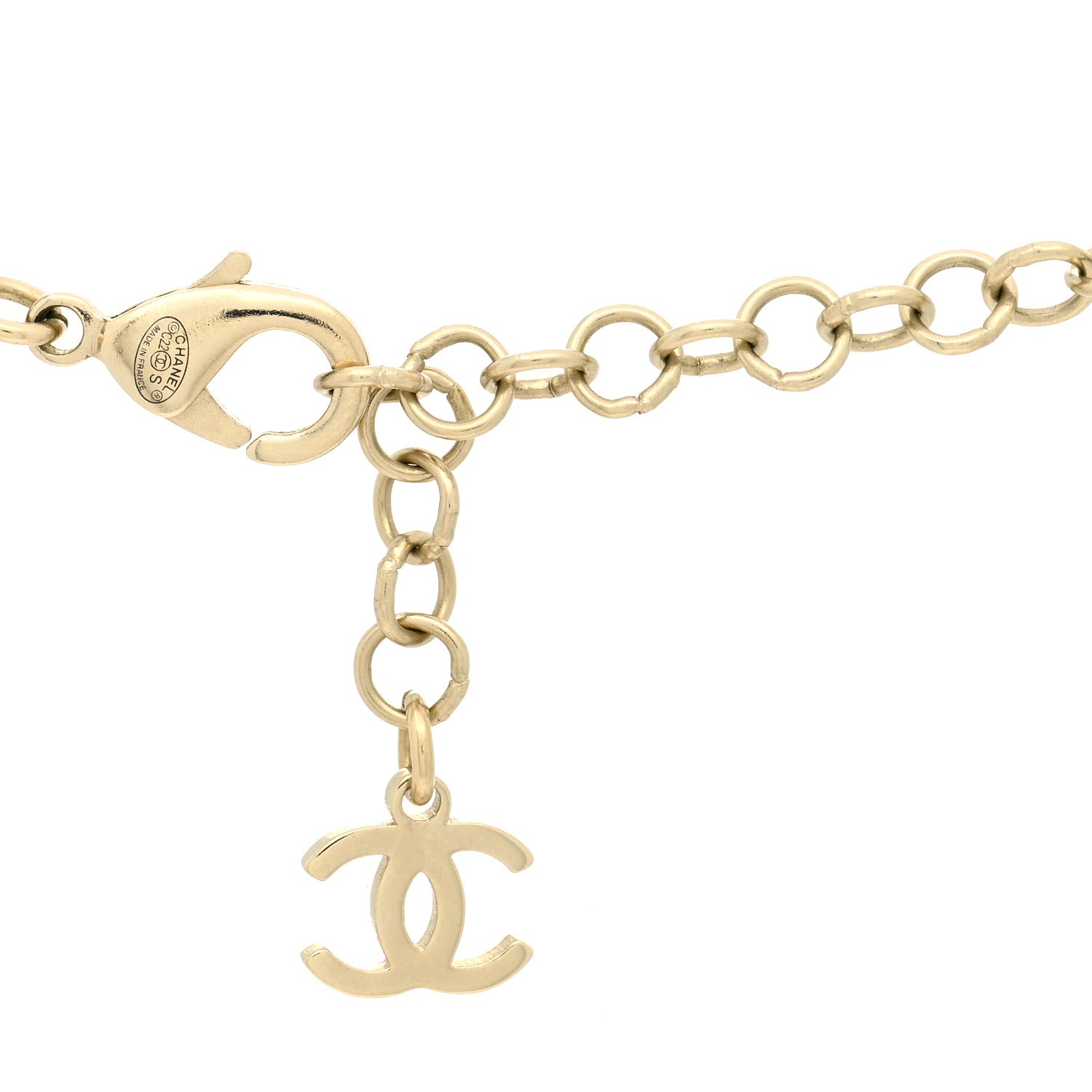 Chanel Metal Crystal Logo Choker Necklace Gold 4 of 5