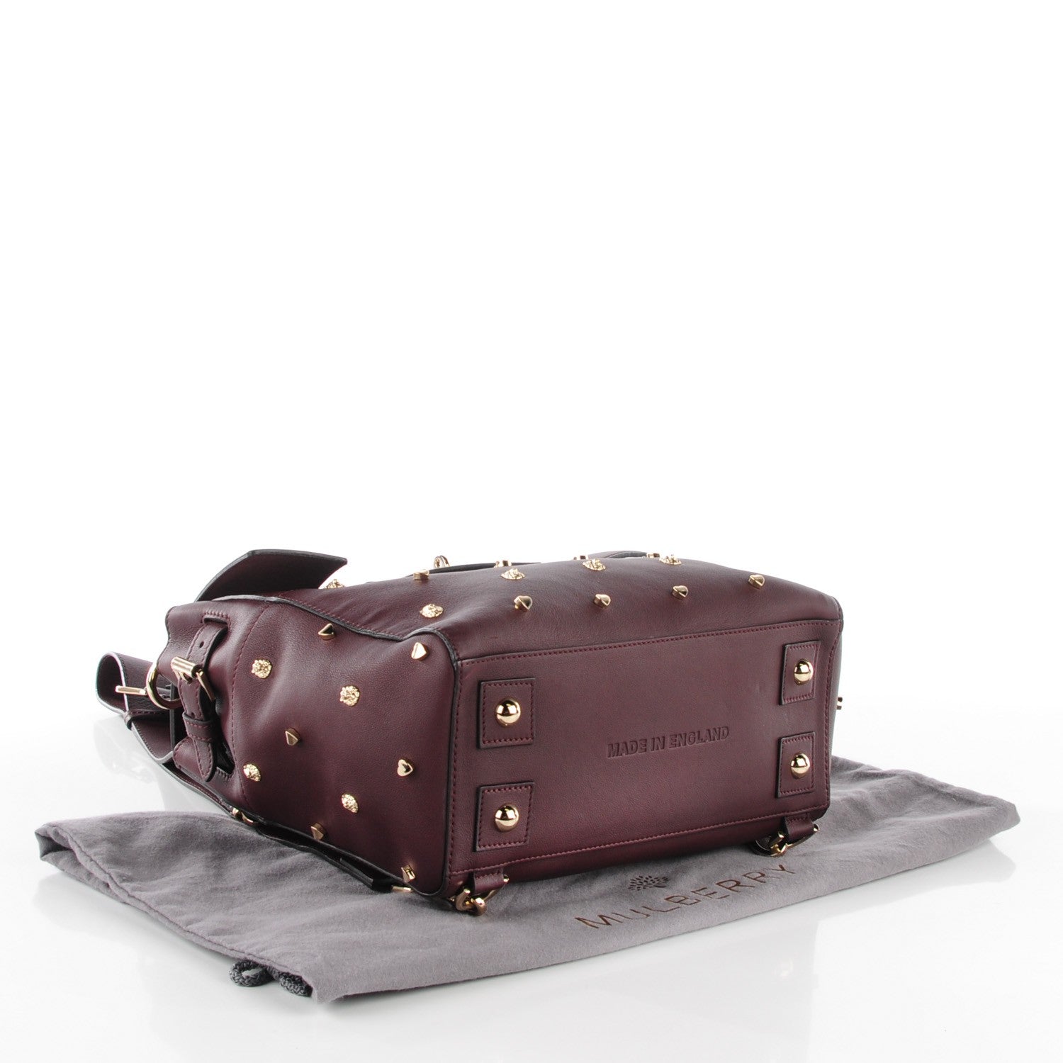 Mulberry Calfskin Studded Medium Cara Delevingne Convertible Satchel Oxblood 8 of 13