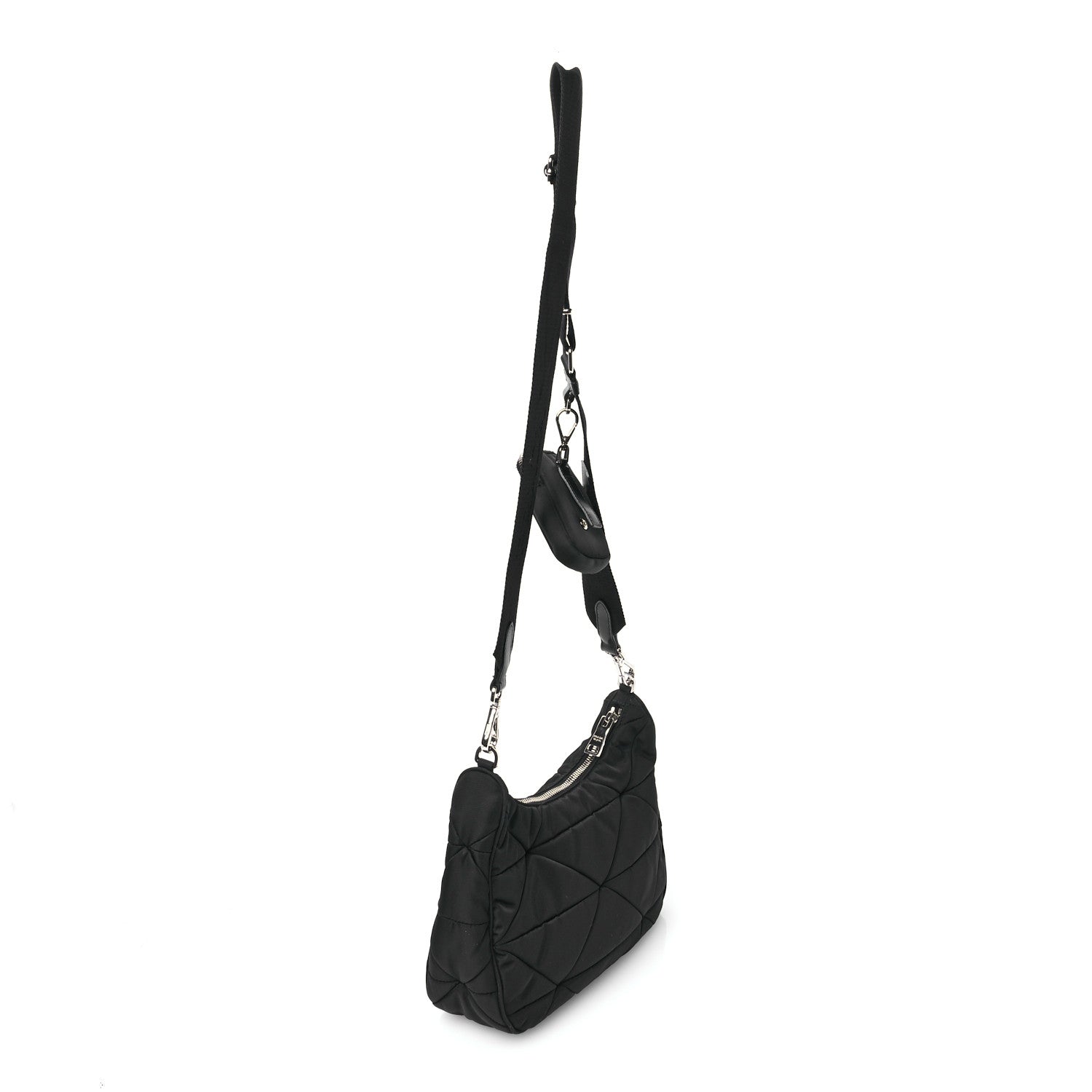 Prada Re-Nylon Triangle Padded Patchwork Shoulder Bag Black 3 of 11