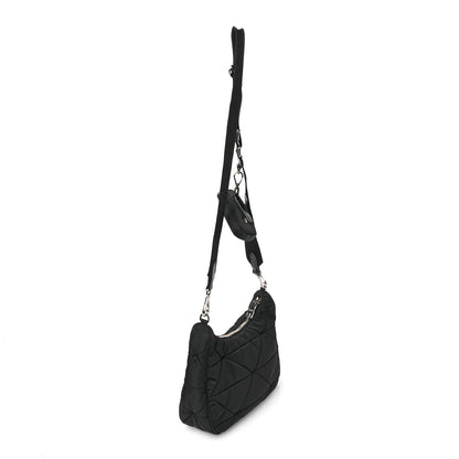 Prada Re-Nylon Triangle Padded Patchwork Shoulder Bag Black 3 of 11