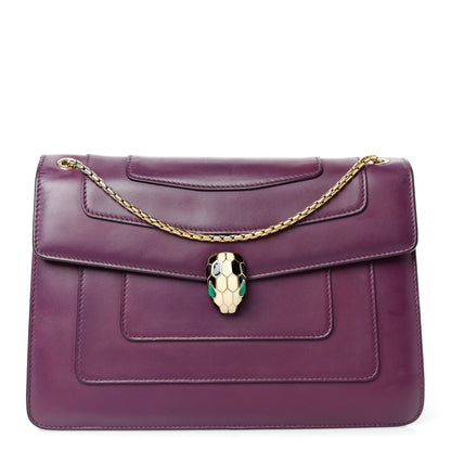 Bulgari Calfskin Serpenti Forever Shoulder Bag Plum 3 of 13