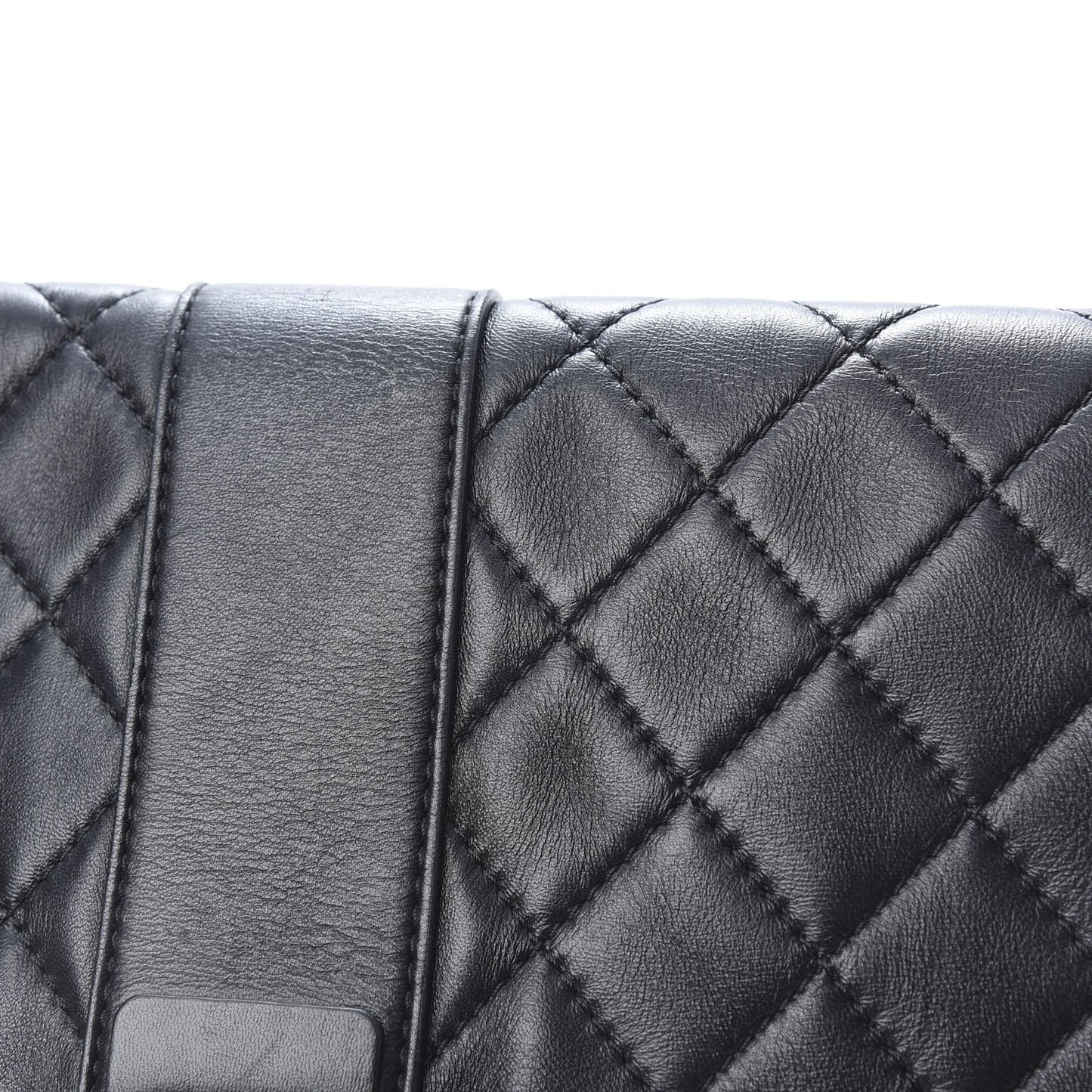 Lambskin Quilted Grip Clutch Black