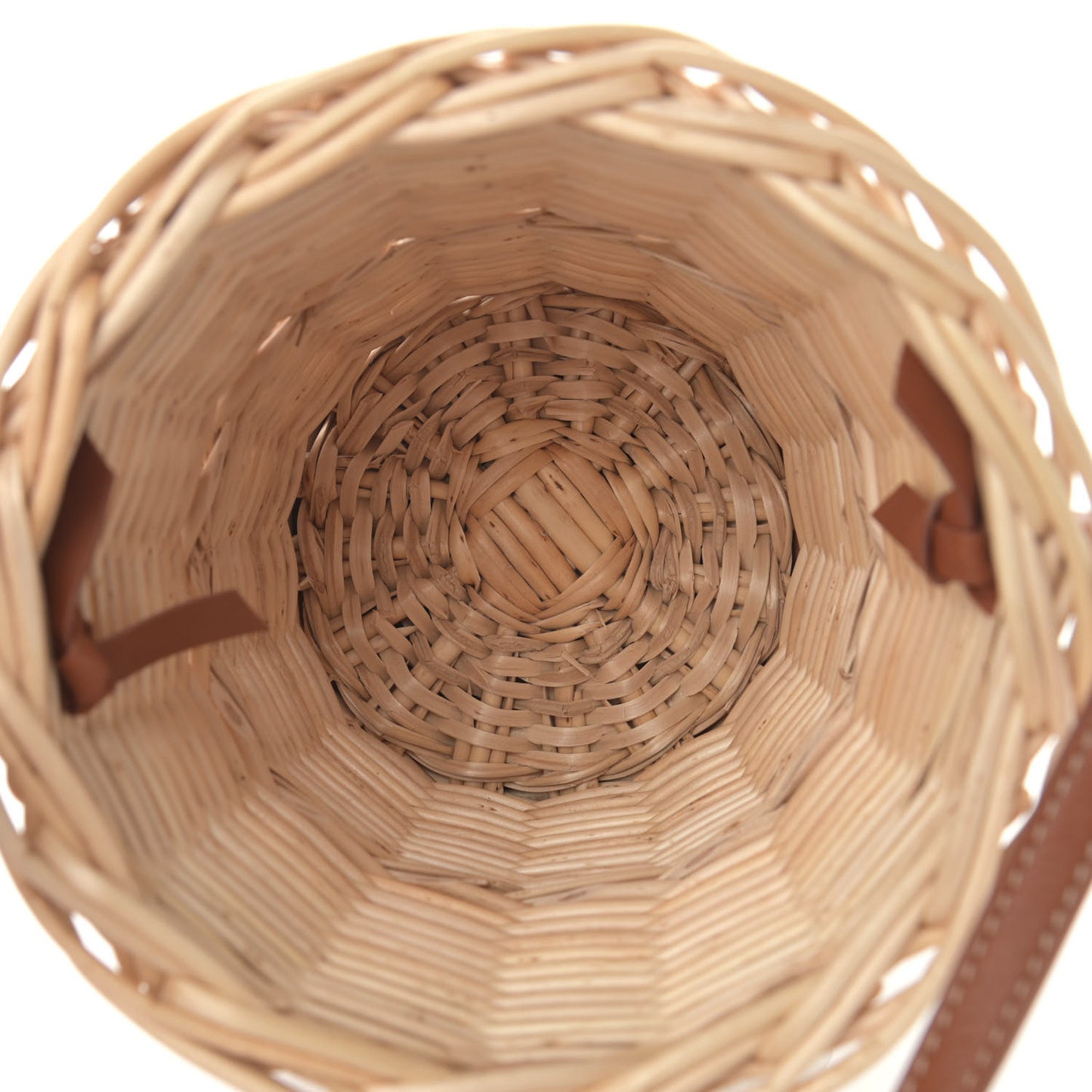 Wicker Calfskin Mini Panier Bucket Bag Natural Tan