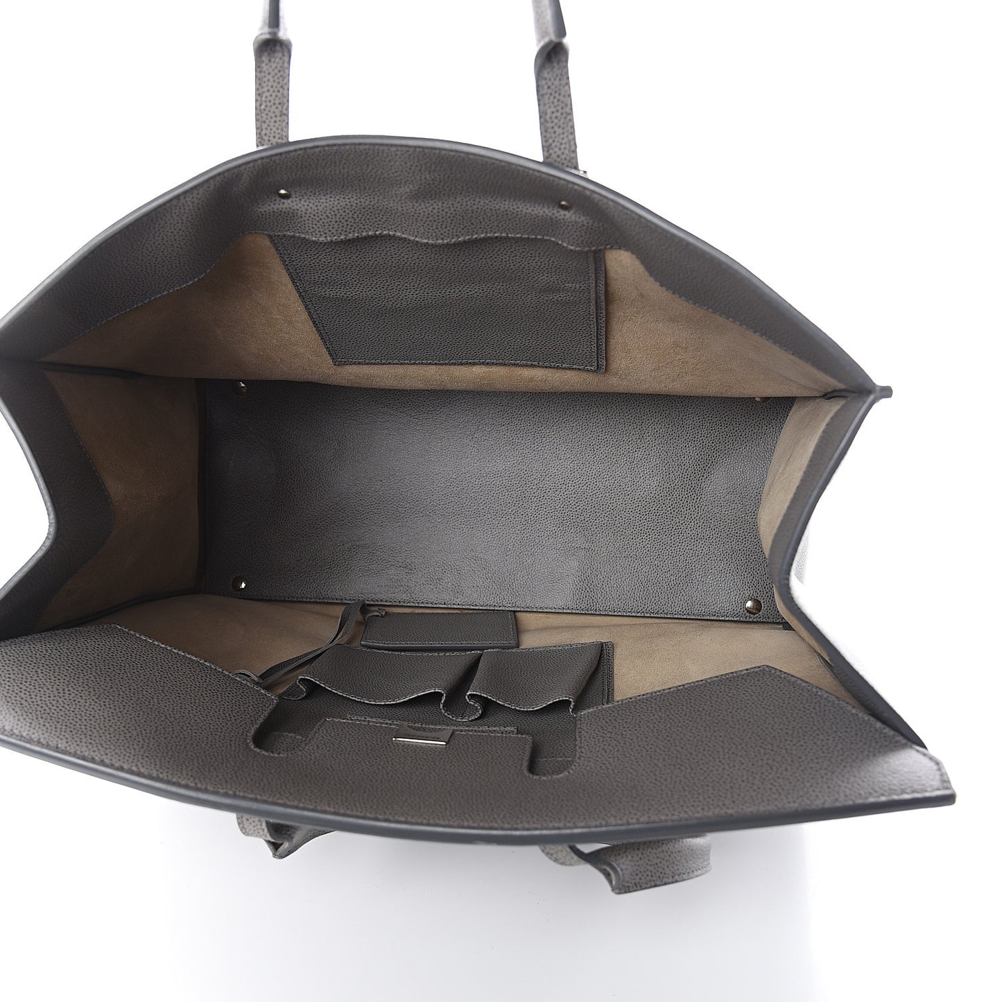 Grained Calfskin Papier Flap Tote Gris Pyrit