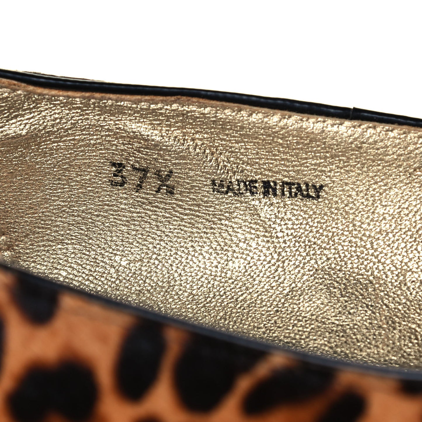 Pony Hair Leopard Print Wheel Jazz Flats 37.5 Brown