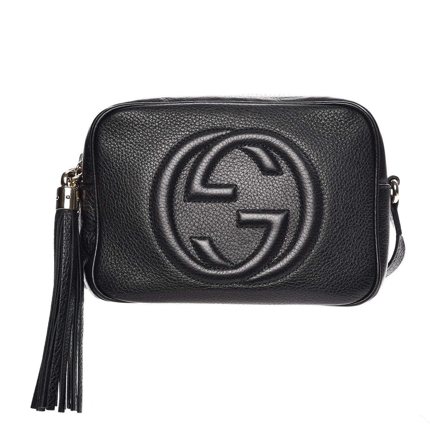 Pebbled Calfskin Small Soho Disco Bag Black