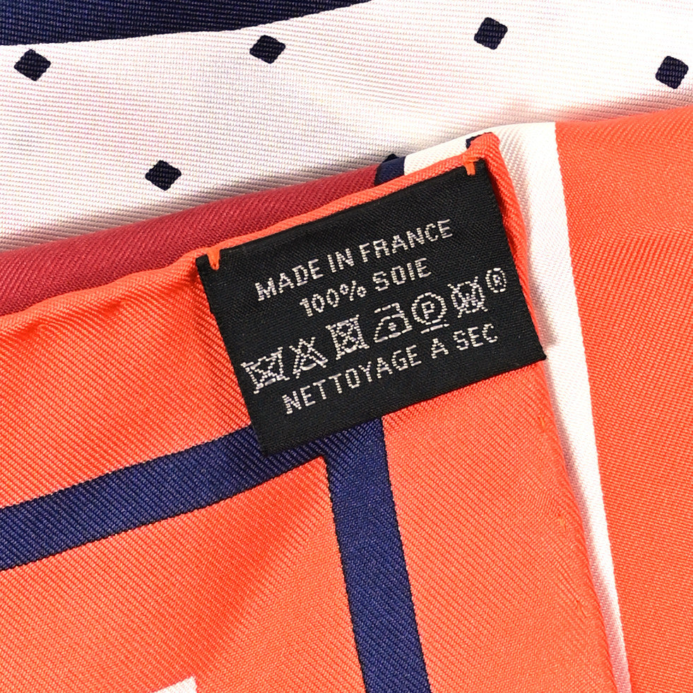 Silk Caleche Elastique Scarf 90 Vermillion White Marine