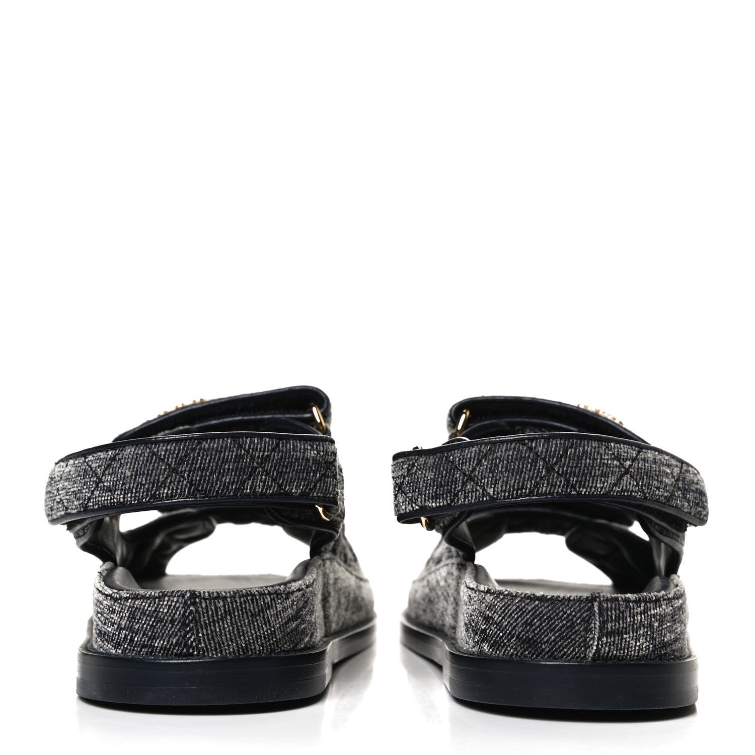 Chanel Velvet Velcro Dad Sandals 36 Grey 6 of 12