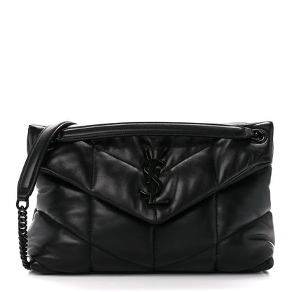 Saint Laurent Lambskin Quilted Monogram Monochrome Small Loulou Puffer Chain Satchel Black 1 of 11