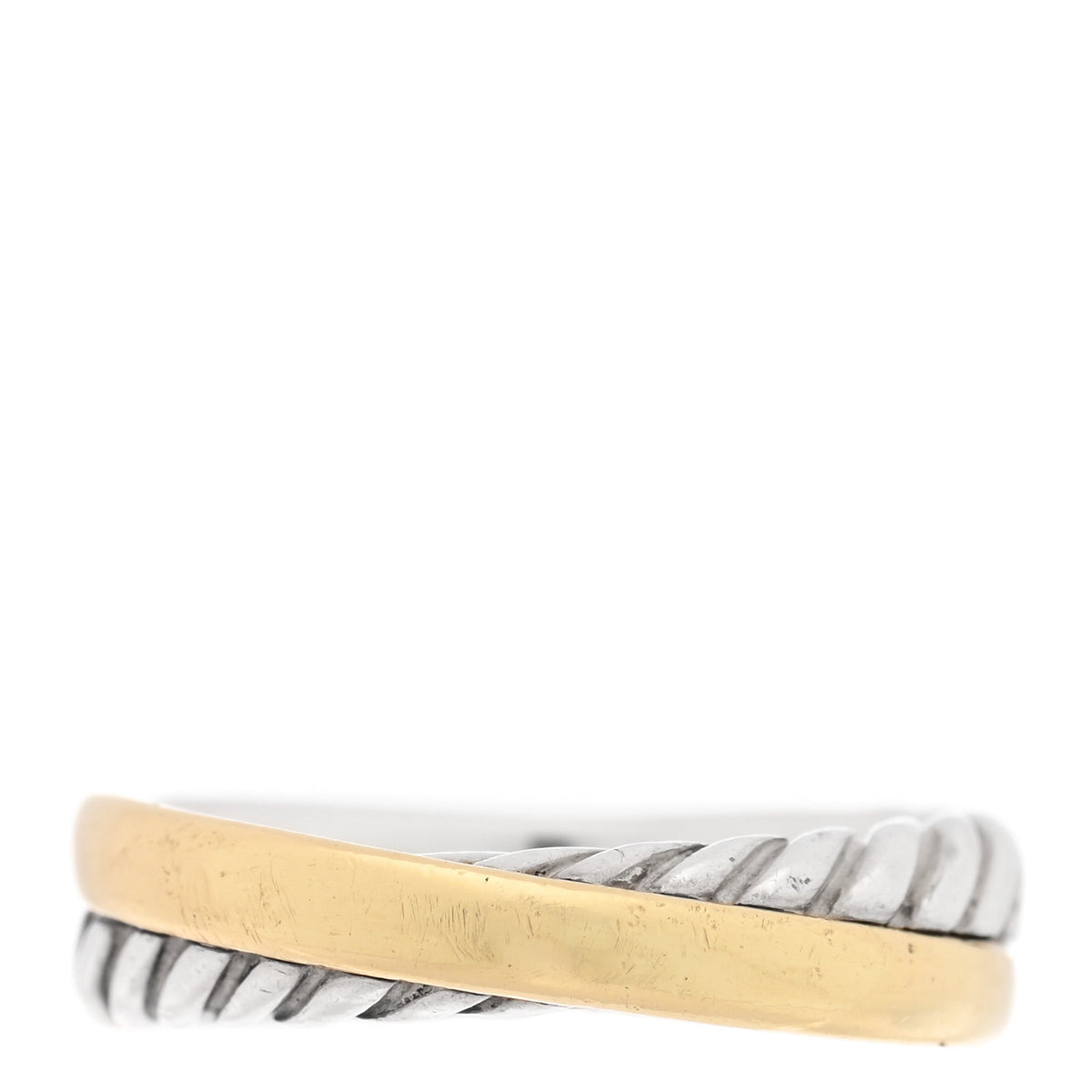 Sterling Silver 18K Yellow Gold Crossover Two Row Ring 52 6