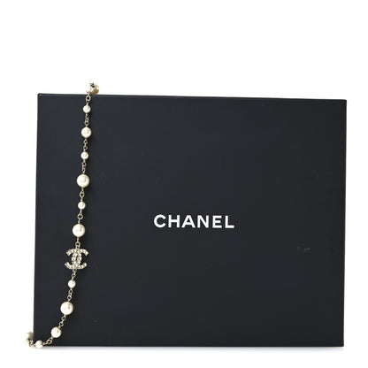 Chanel Crystal Pearl CC Long Necklace Gold 6 of 6