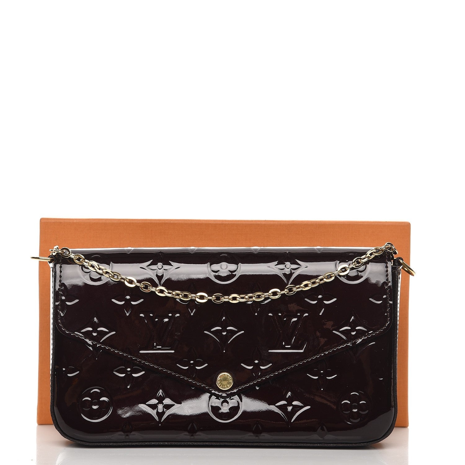 Louis Vuitton Vernis Pochette Felicie Chain Wallet Amarante 9 of 9