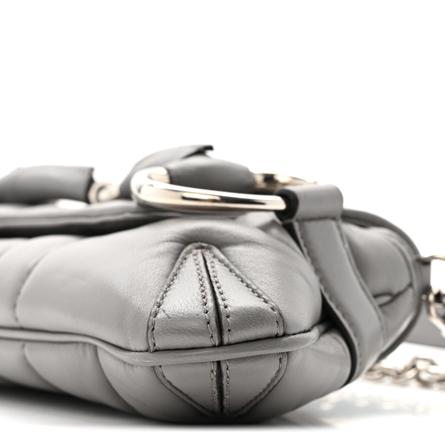 Nappa Vertical Matelasse Small Maxi Horsebit Chain Shoulder Bag Gray