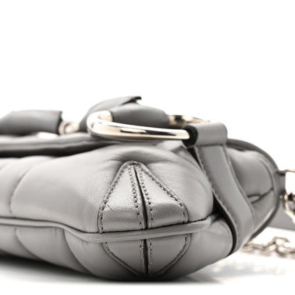 Gucci Nappa Vertical Matelasse Small Maxi Horsebit Chain Shoulder Bag Gray 10 of 14