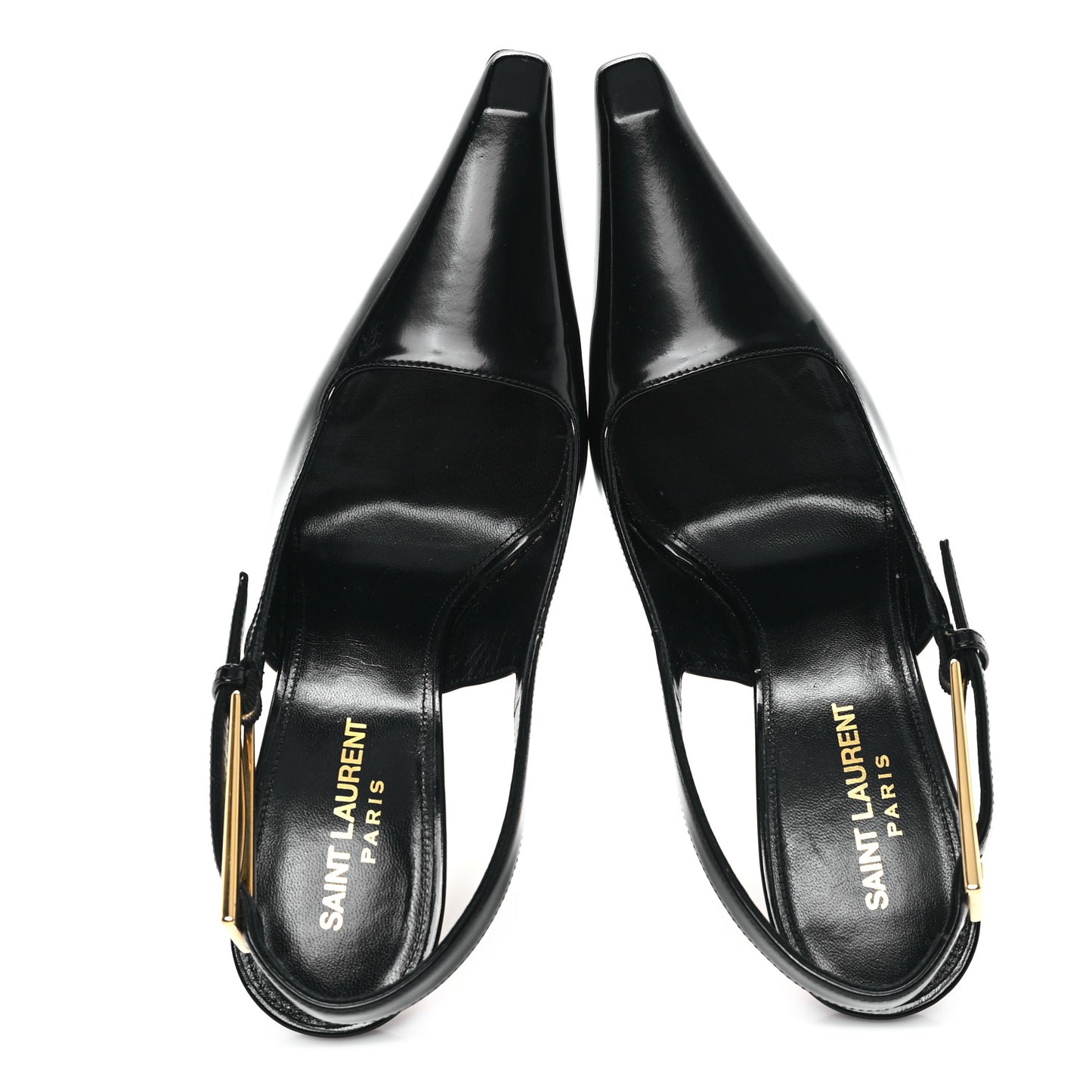 Glazed Calfskin Lee Slingback Pumps 37 Black