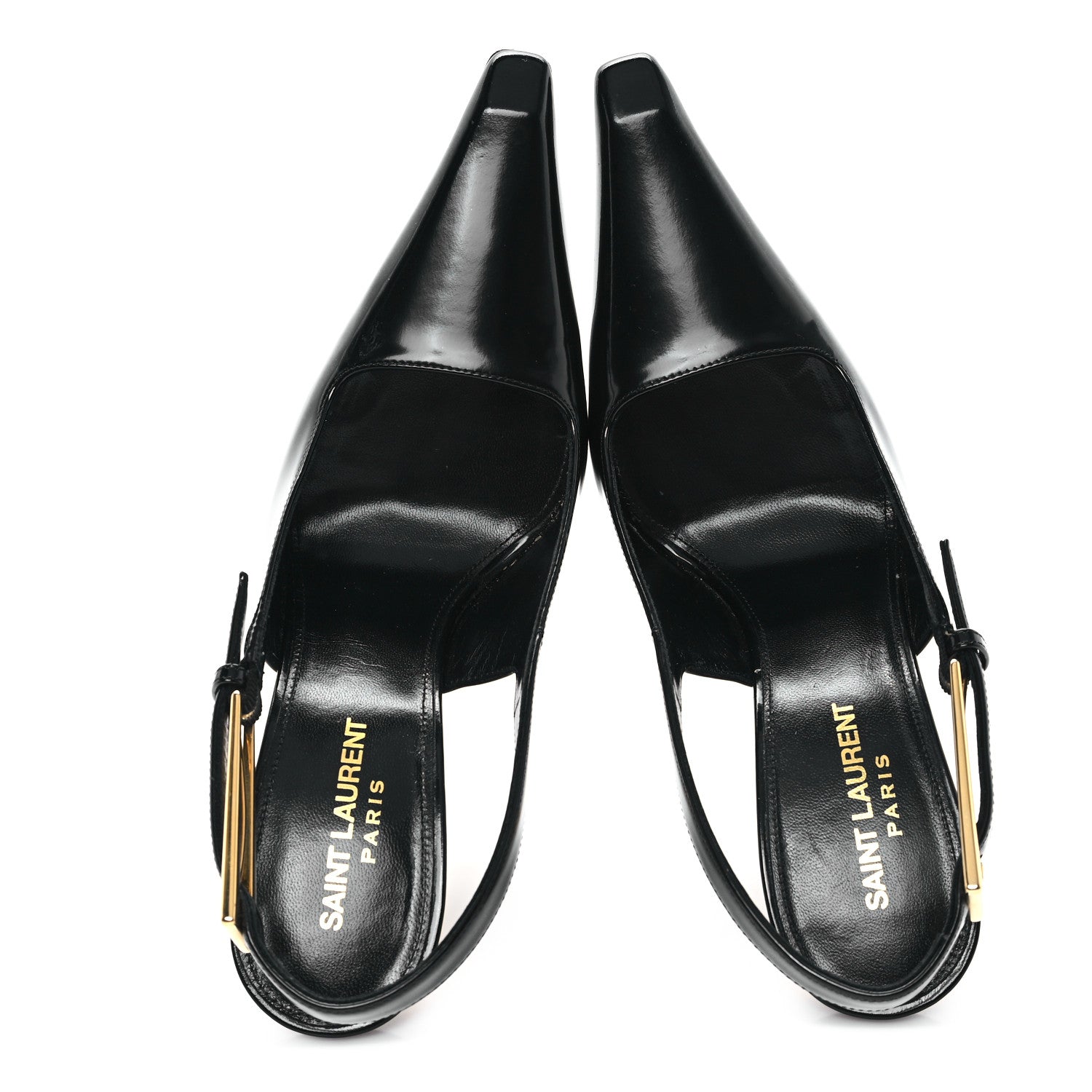 Saint Laurent Glazed Calfskin Lee Slingback Pumps 37 Black 2 of 11
