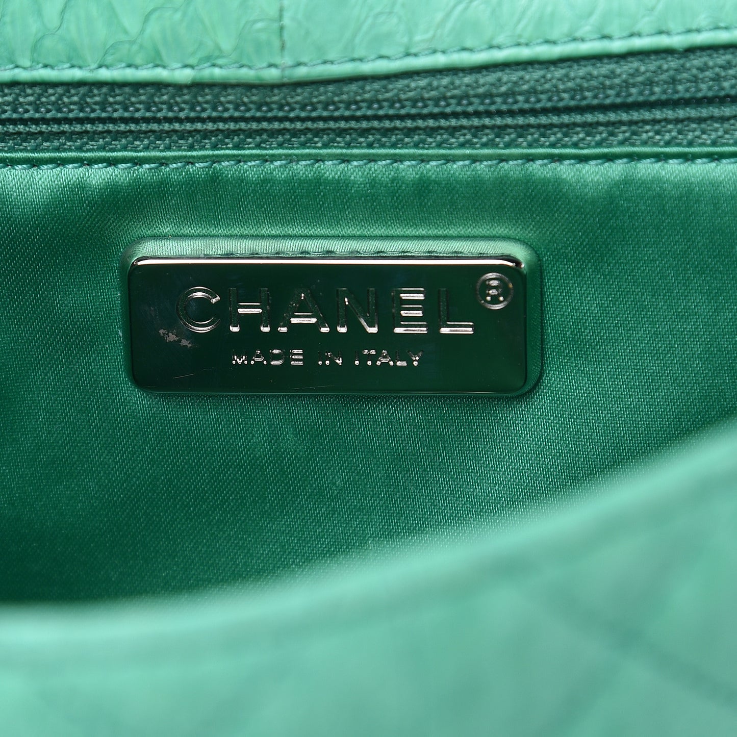 Elaphe Snakeskin Medium Easy Carry Flap Green