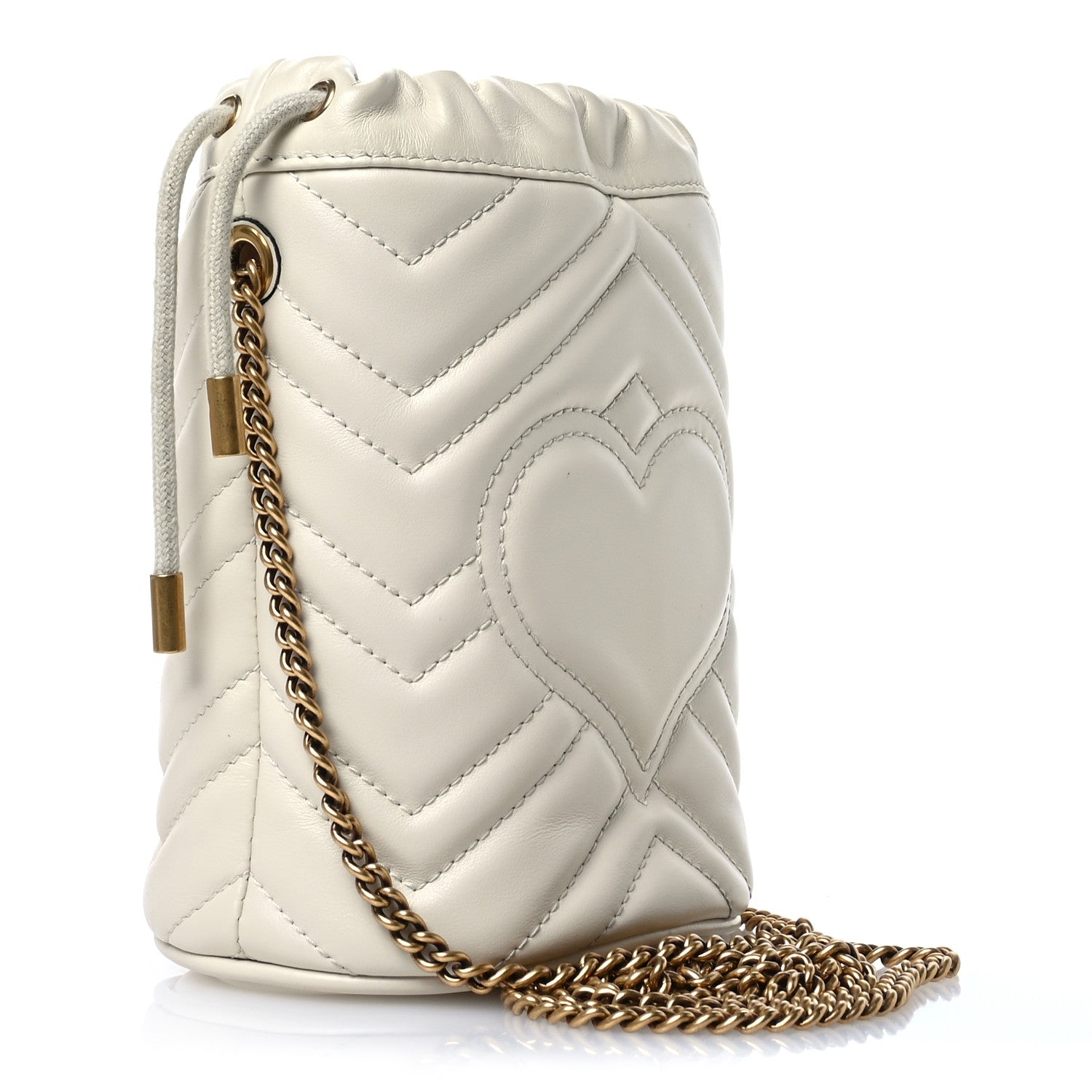 Gucci Calfskin Matelasse Mini GG Marmont 2.0 Bucket Bag White 3 of 10
