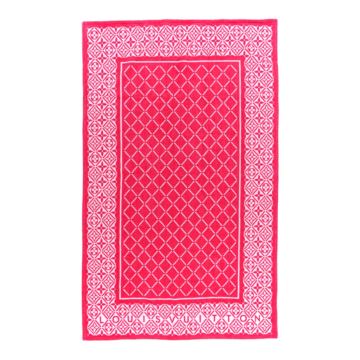 Cotton Drap Bain Monogram Flower Tile Towel Rose Clair
