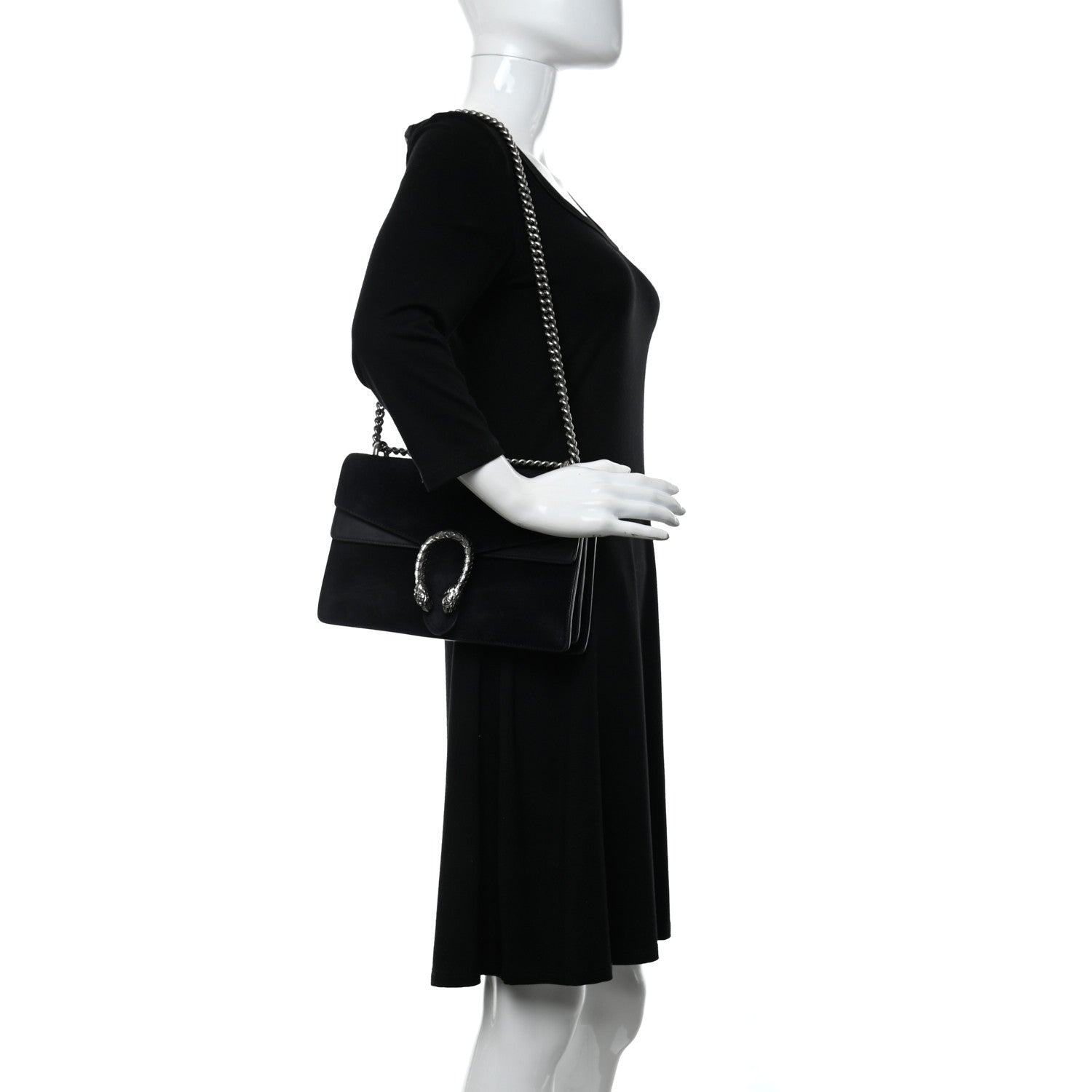 Gucci Suede Small Dionysus Shoulder Bag Black 2 of 12