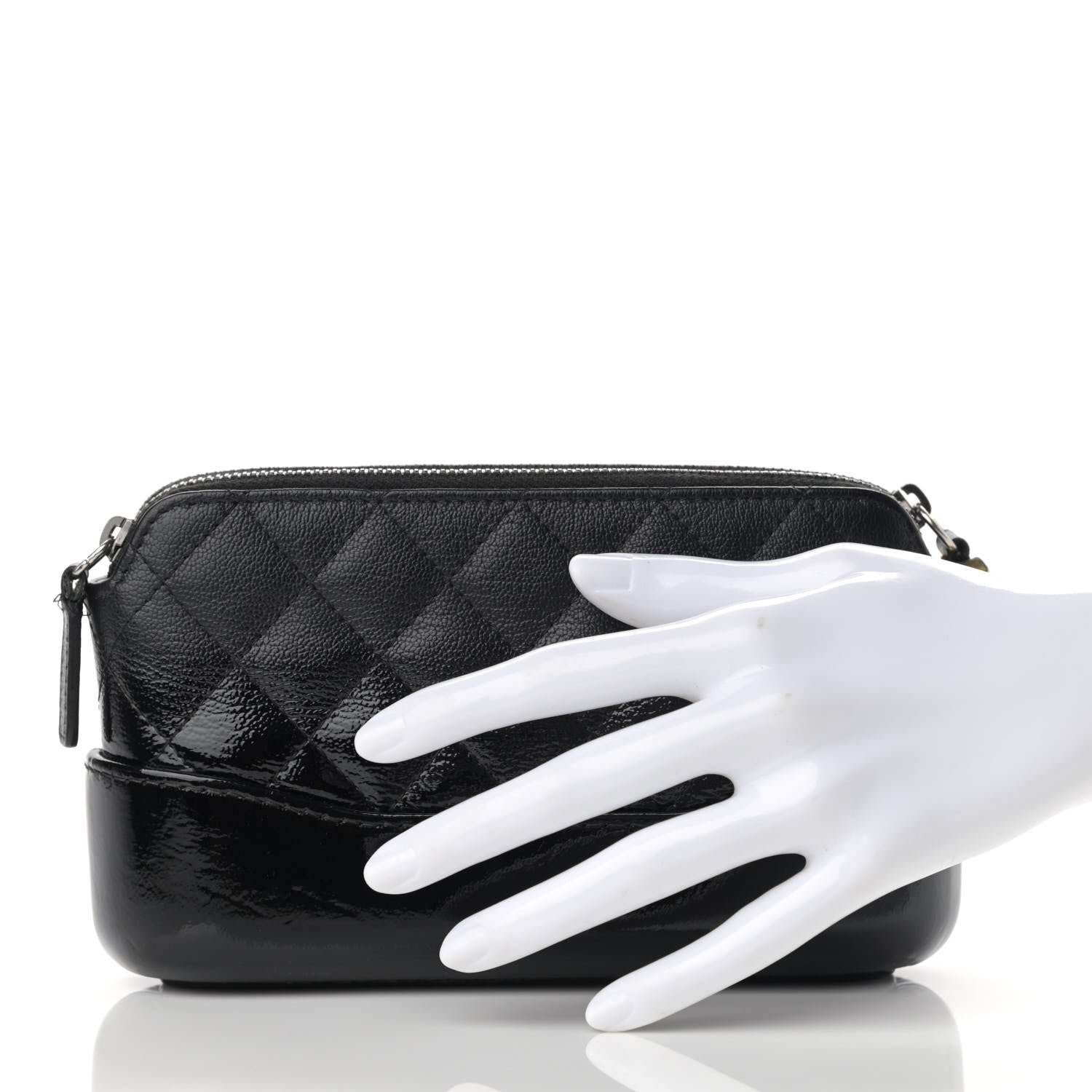 Chanel Patent Goatskin Quilted Small Gabrielle Clutch Black 2 of 13