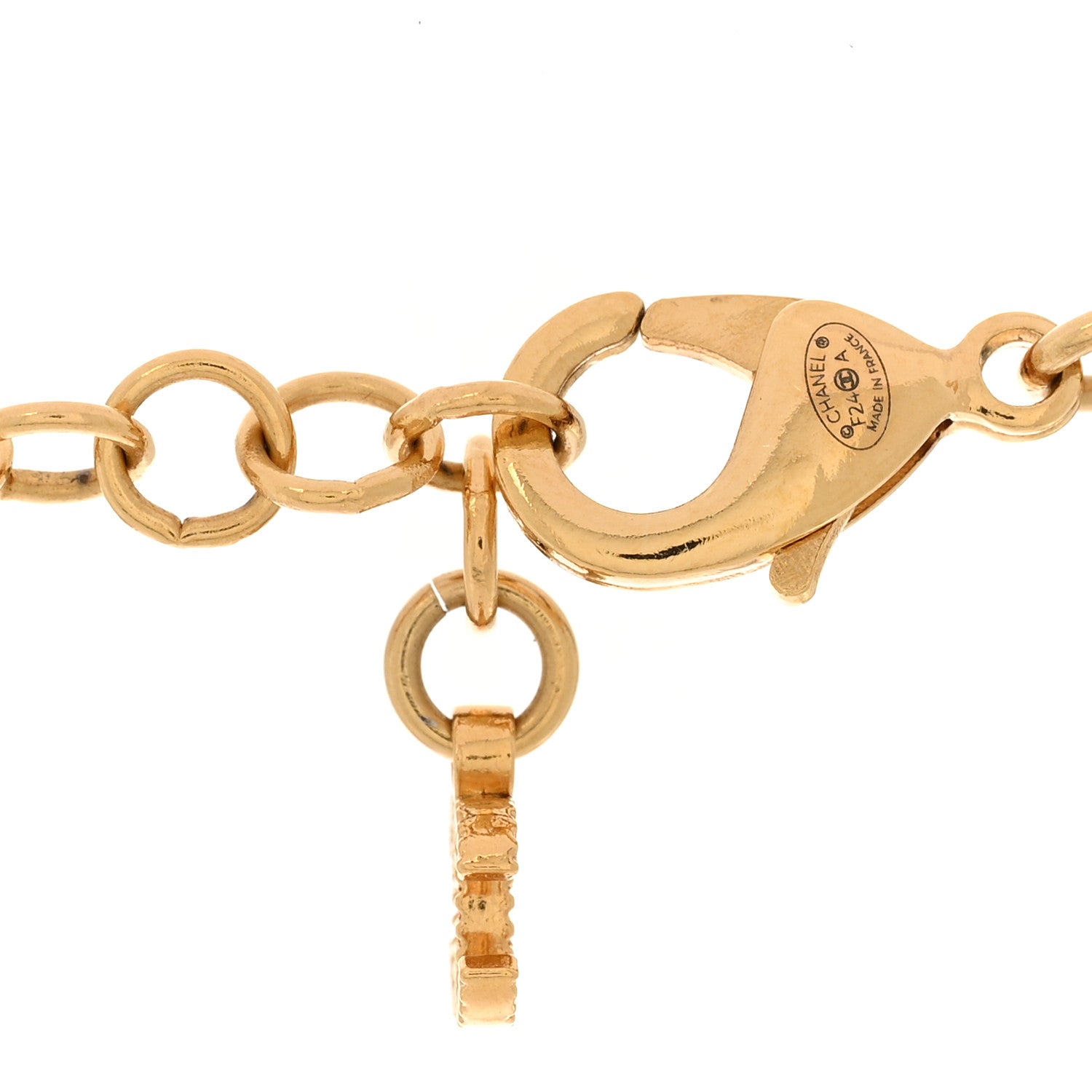 Chanel Metal Lambskin Crystal Chain Logo Choker Necklace Gold Black 5 of 5