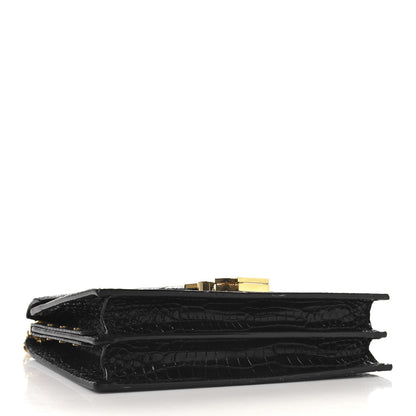 Saint Laurent Calfskin Crocodile Embossed Monogram Cassandra Clasp Bag Black Rouge Legion 4 of 10