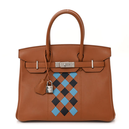 Hermes Swift Epsom Tressage Birkin 30 Gold Bleu de Nord Bleu Indigo 1 of 11