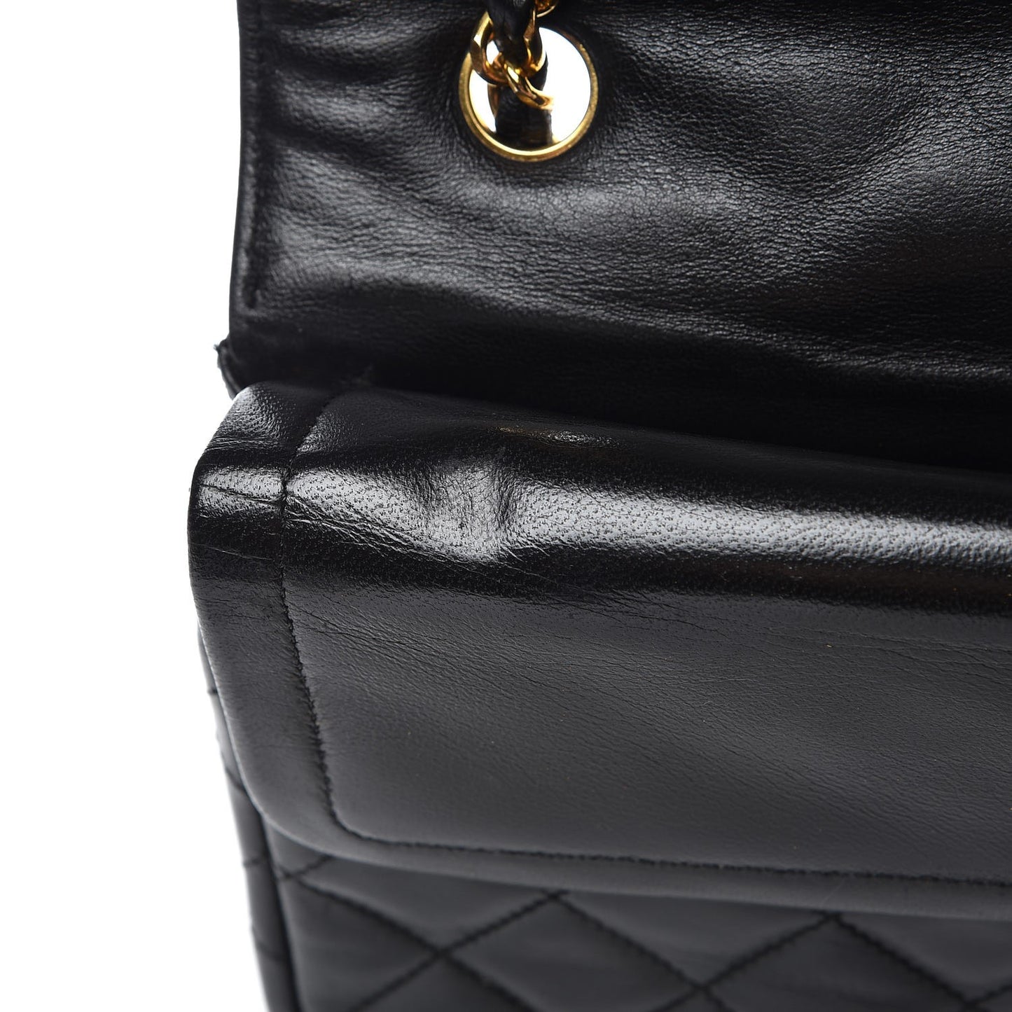 Lambskin Quilted Medium Double Flap Black