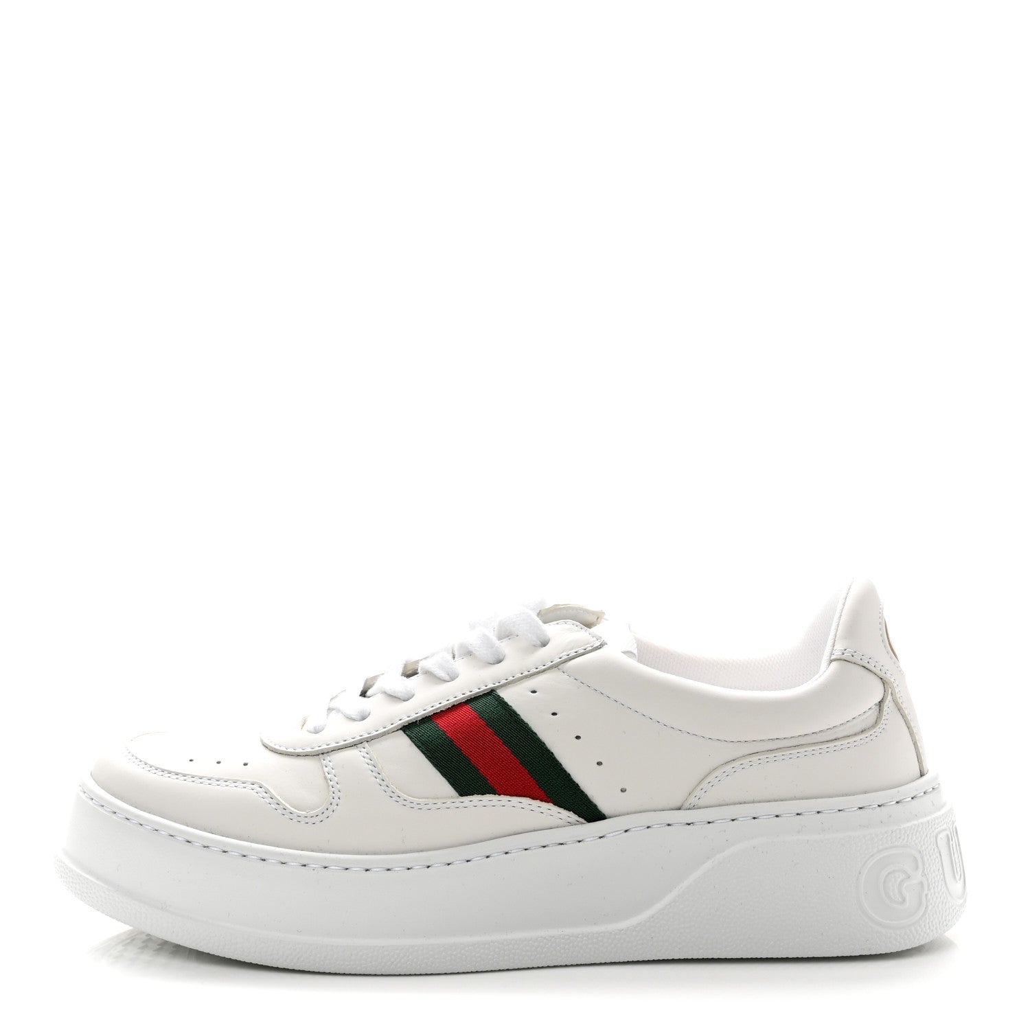 Gucci Calfskin Web Womens Platform Sneakers 40 White 1 of 9