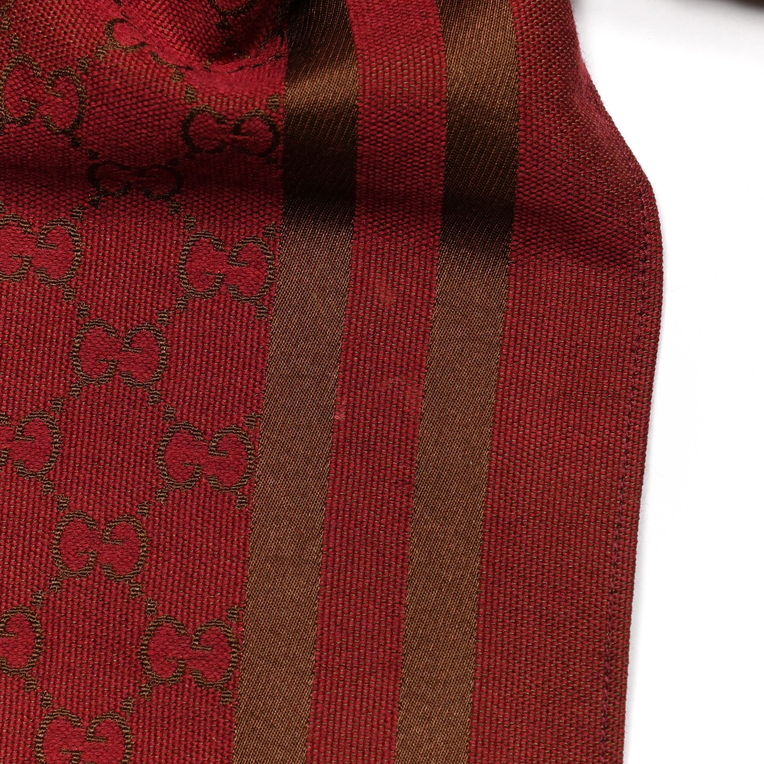 Gucci Silk Wool Monogram Fringe Scarf Red 5 of 5