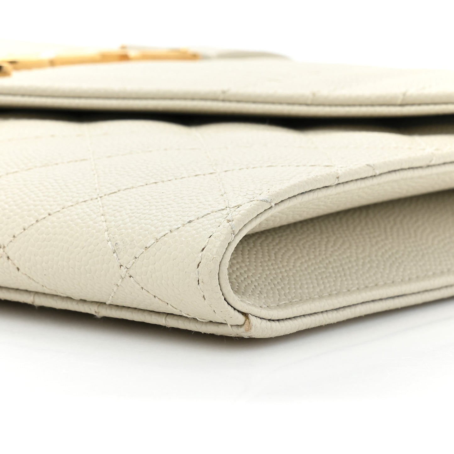 Grain De Poudre Textured Mixed Matelasse Triquilt Monogram Clutch Blanc Vintage