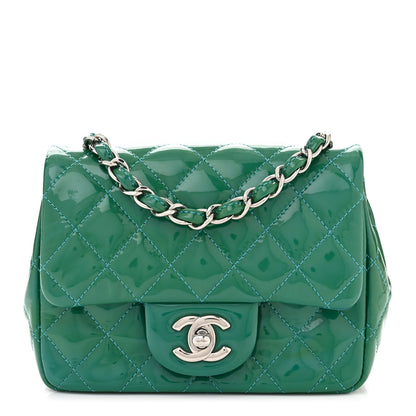 Chanel Patent Quilted Mini Square Flap Blue 1 of 10
