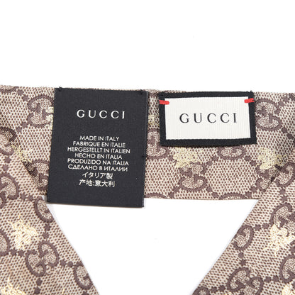 Gucci Silk Twill GG Monogram GG Bee Neck Bow Scarf Black Red 2 of 2