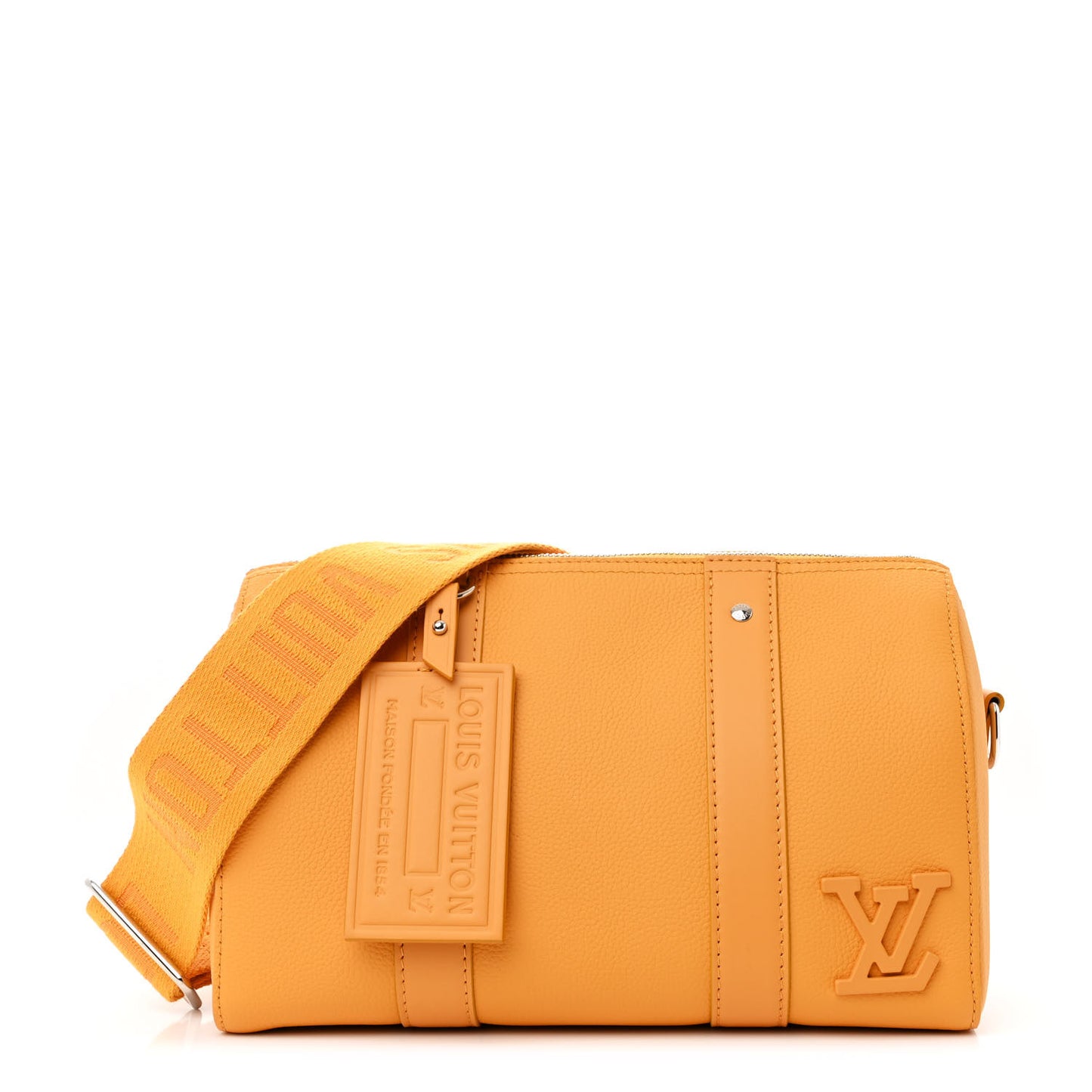 Grained Calfskin Aerogram City Keepall Safran Yellow