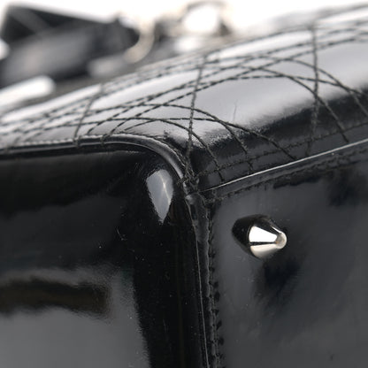 Christian Dior Patent Cannage Stitched Medium Lady Dior Black 9 of 15