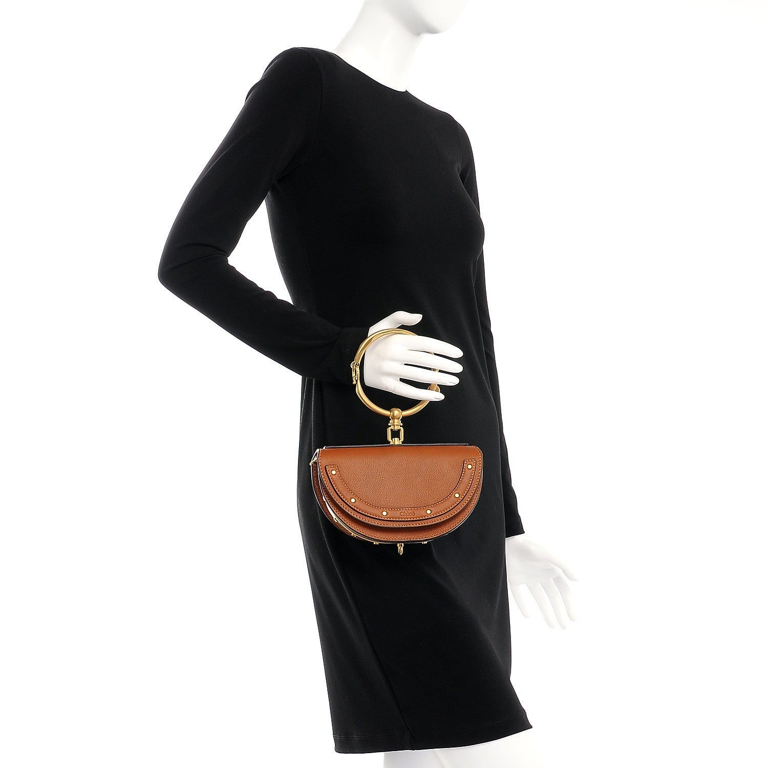 Chloe Calfskin Small Nile Bracelet Minaudiere Bag Caramel 3 of 10