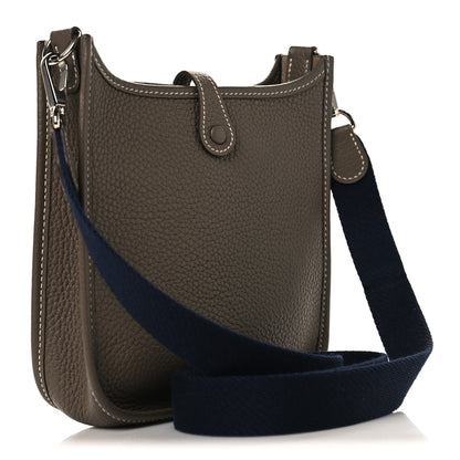 Hermes Taurillon Clemence Amazone Evelyne TPM Etoupe Bleu Indigo 2 of 10