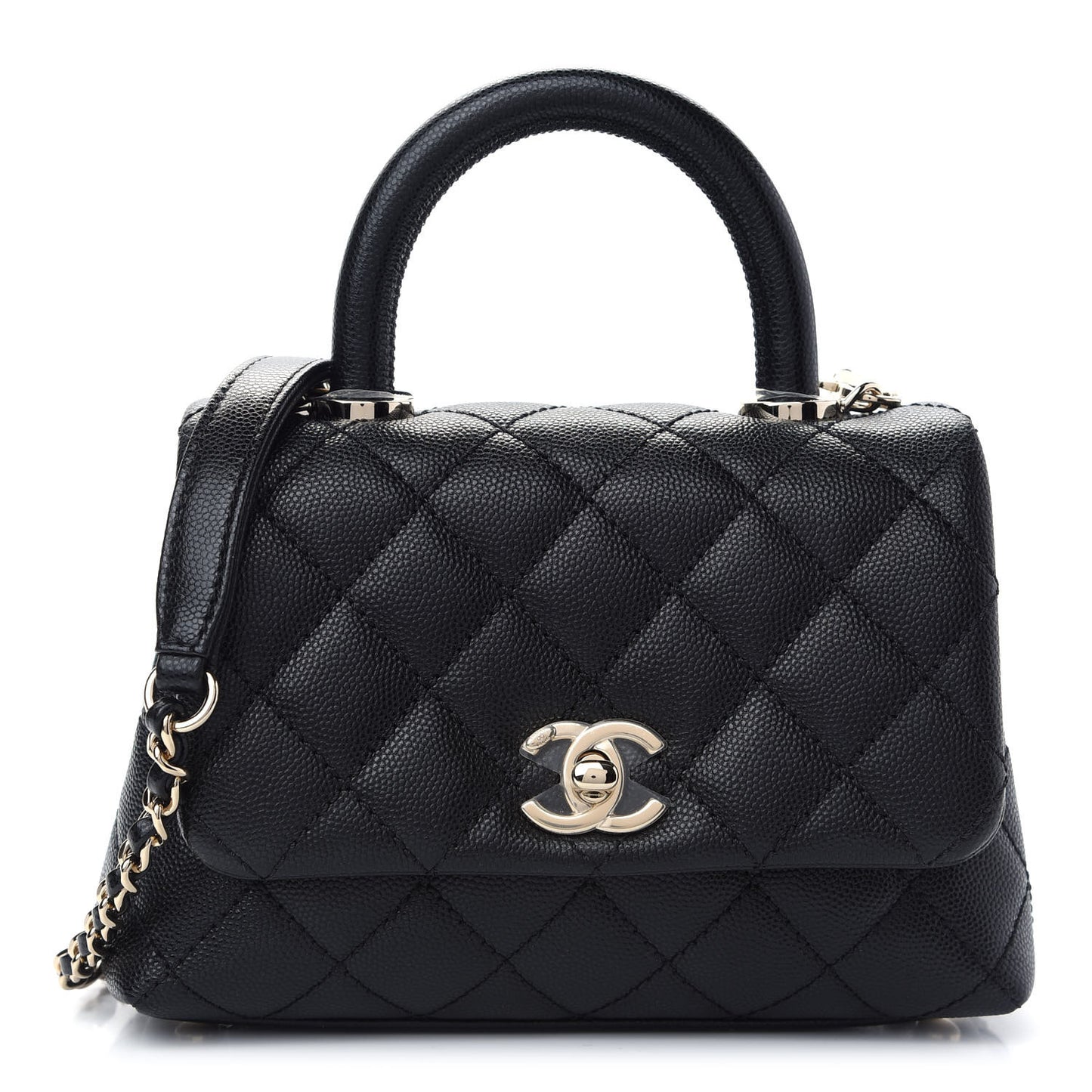 Caviar Quilted Extra Mini Coco Handle Flap Black
