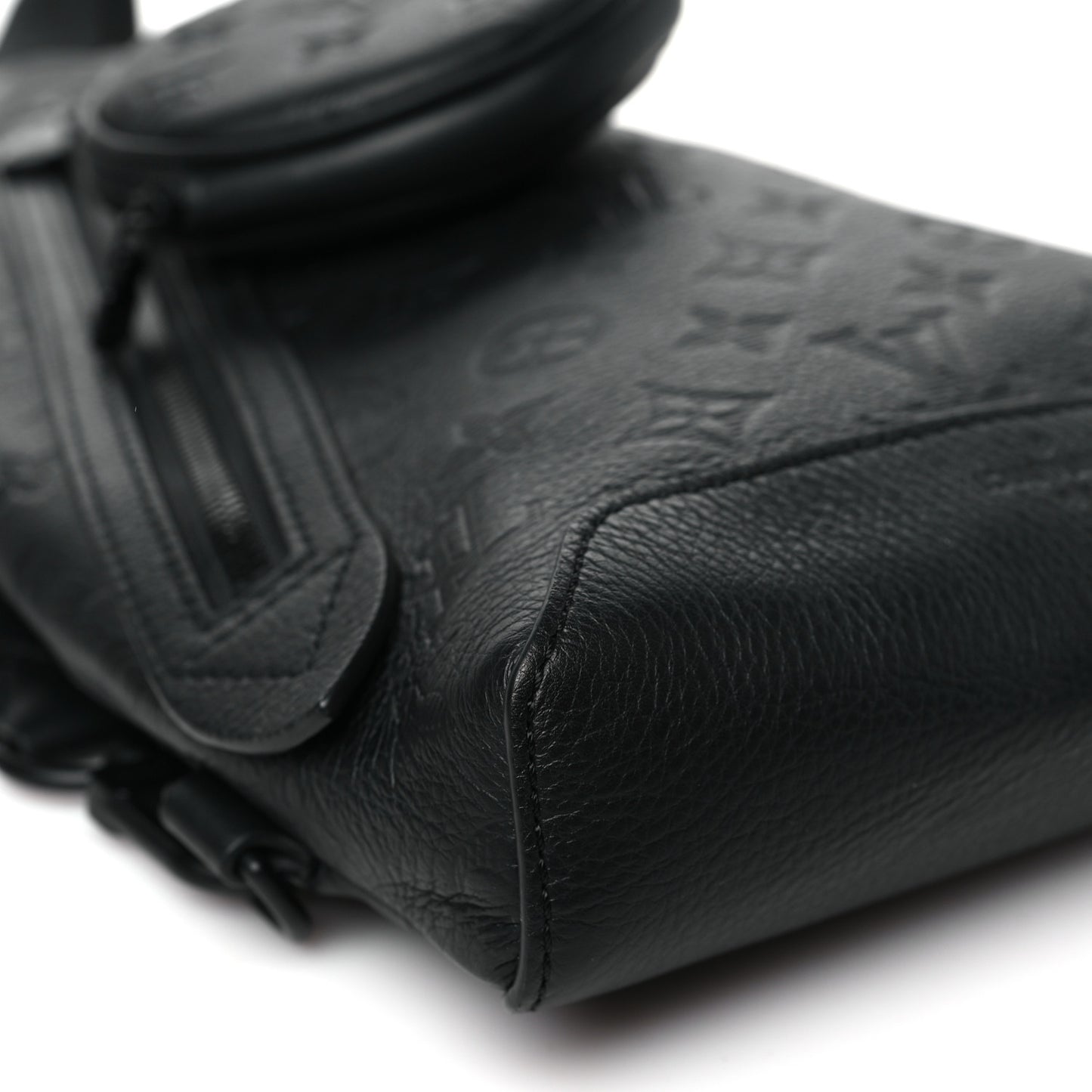 Calfskin Shadow Monogram Duo Slingbag Black