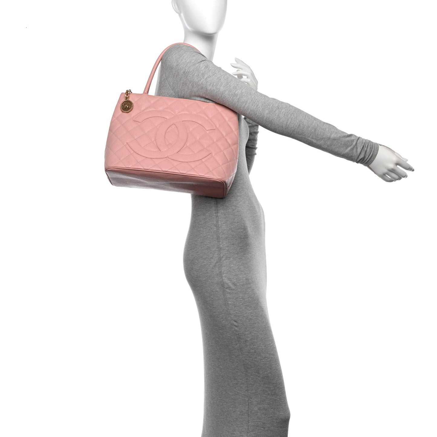 Caviar Quilted Medallion Tote Light Pink
