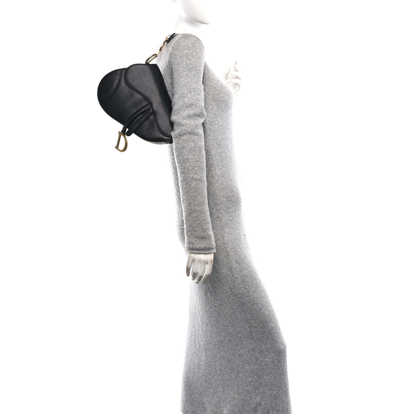 Shiny Goatskin Saddle Bag Black