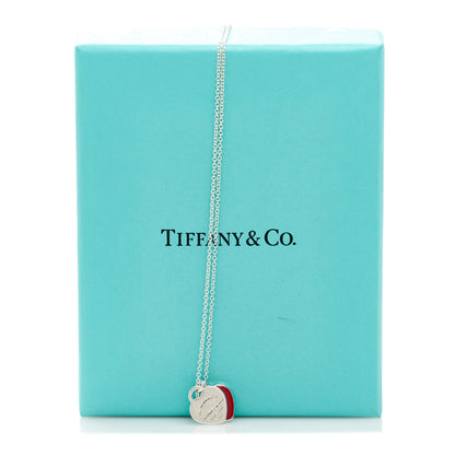 Tiffany Sterling Silver Enamel Return to Tiffany Double Heart Tag Pendant Necklace Red 8 of 8