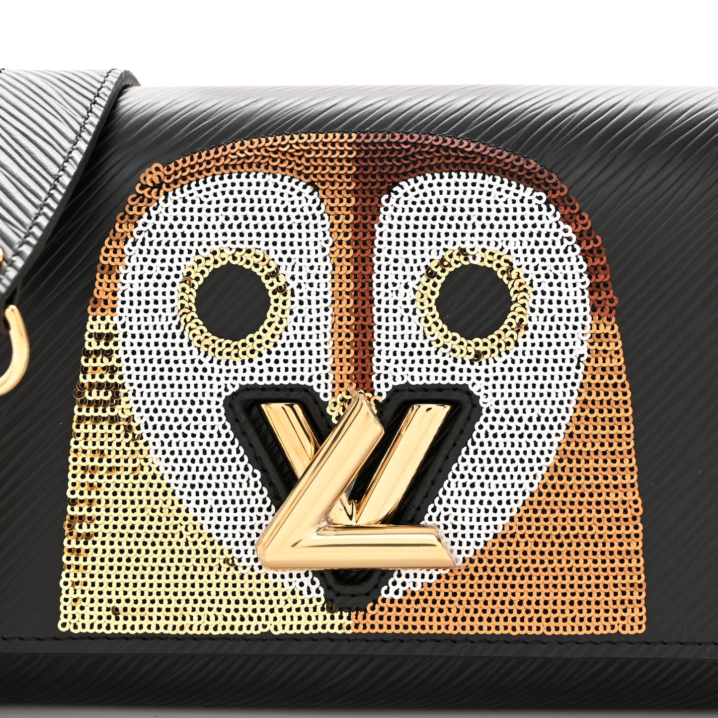 Epi Sequin Night Bird Twist Chain Wallet Black