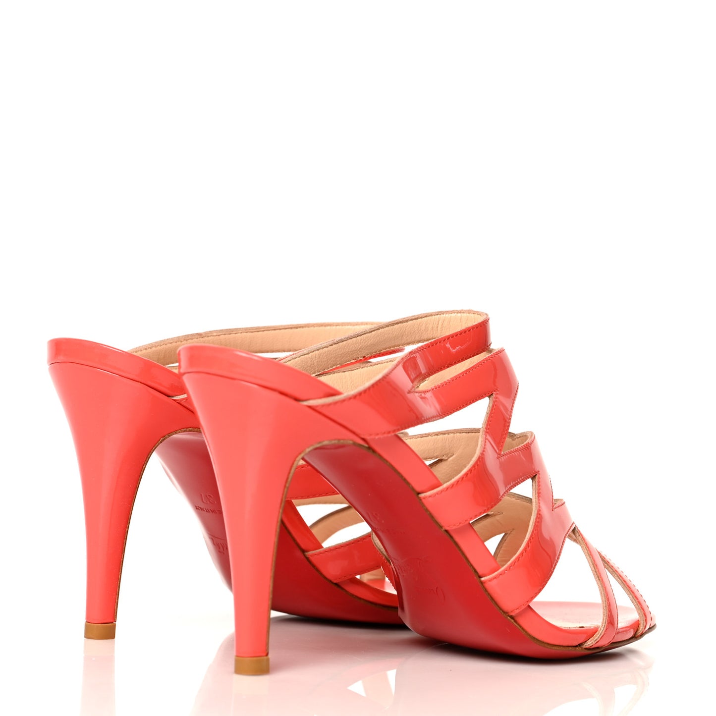 Patent Calfskin Zorro 85 Slide Sandal 37 Corail