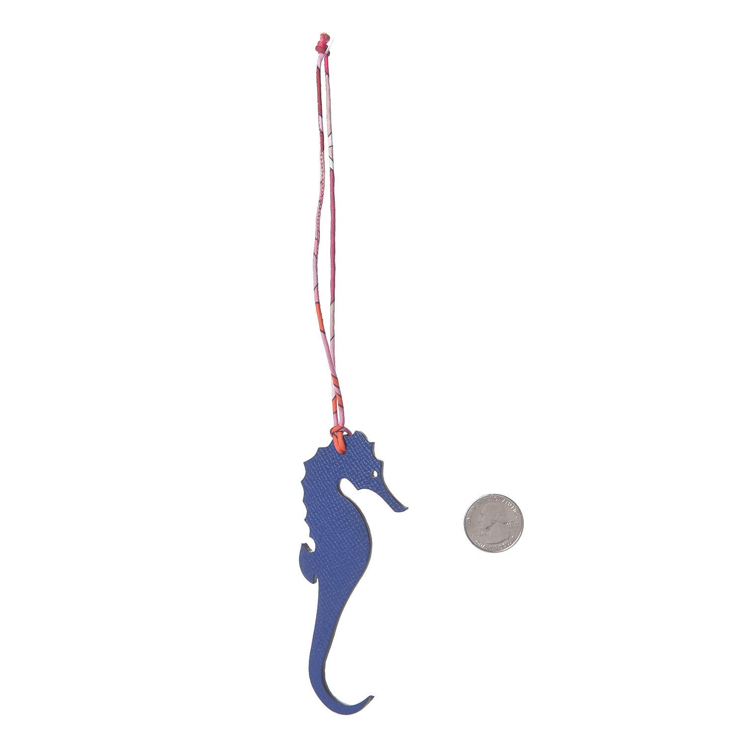 Hermes Togo Epsom Petit H Seahorse Bag Charm Chocolate Bleu Electrique 2 of 4
