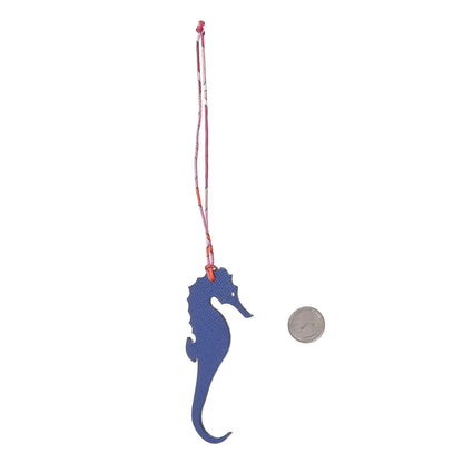 Hermes Togo Epsom Petit H Seahorse Bag Charm Chocolate Bleu Electrique 2 of 4