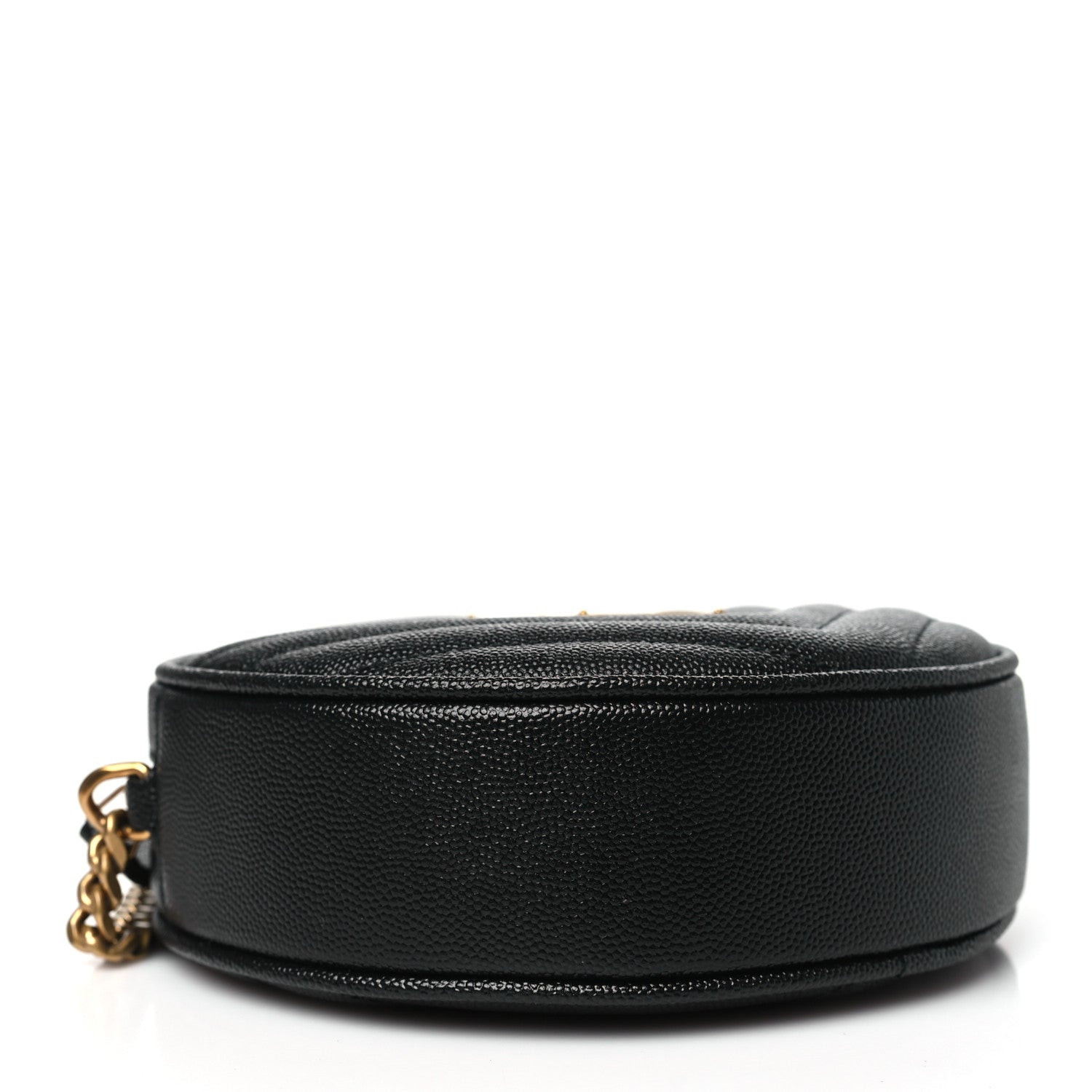 Saint Laurent Grain De Poudre Matelasse Chevron Quilted Round Vinyle Camera Bag Black 4 of 9