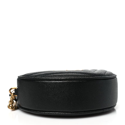Saint Laurent Grain De Poudre Matelasse Chevron Quilted Round Vinyle Camera Bag Black 4 of 9